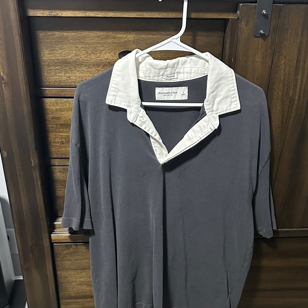 Abercrombie & Fitch Charcoal Polo with Cream Collar